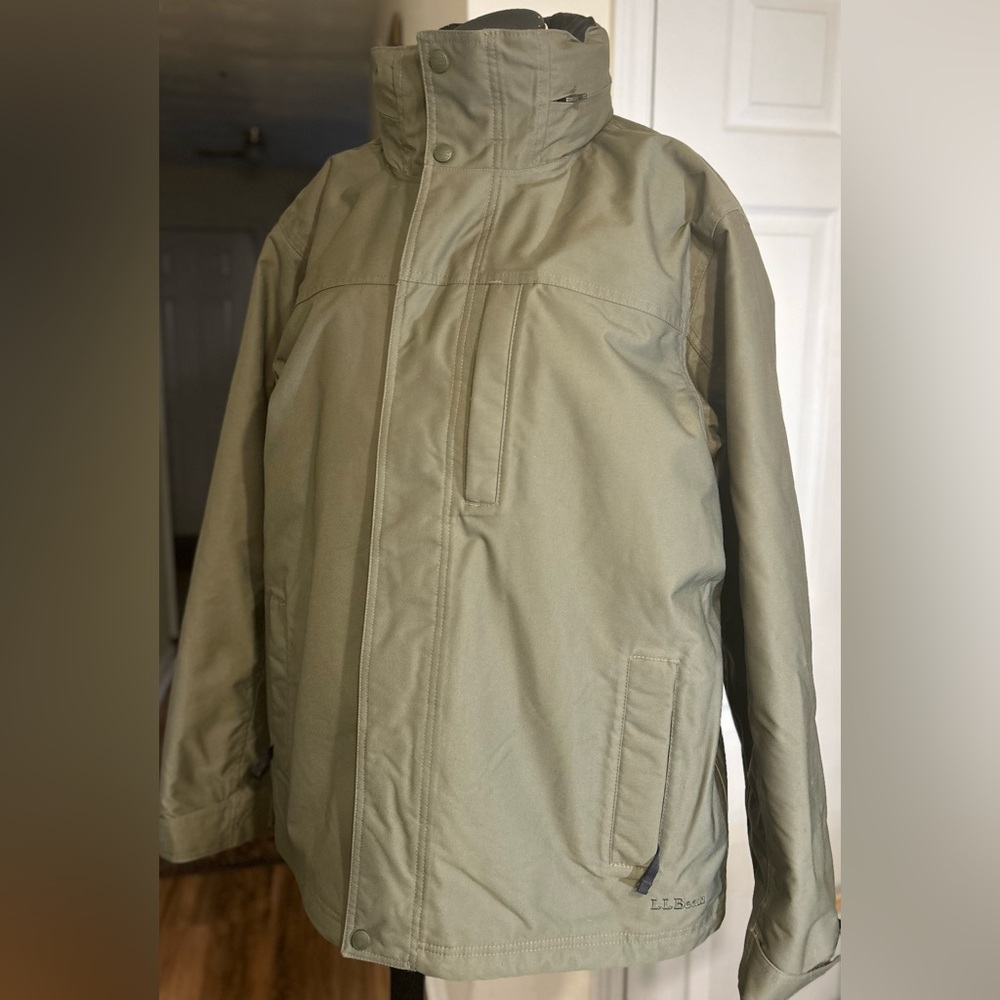 L.L. Bean Men's Sage Green Outerwear Insulated 3in1 Lined Waterproof Coat